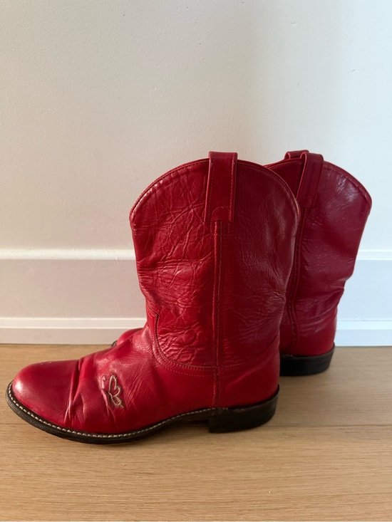 Shoes - Red Leather Western Cowboy Boots